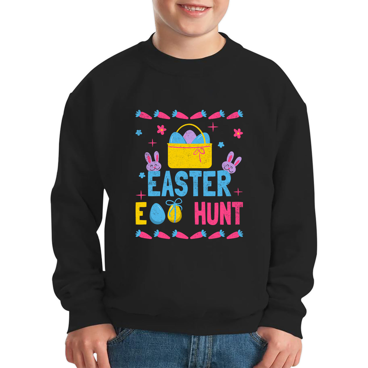 Easter Egg Hunt Hunting Squad Religious Christian Easter Egg Hunt Season Hunting Crew Egg Bucket Easter Bunny Kids Jumper