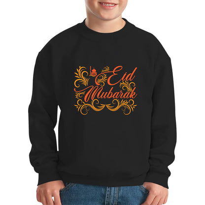 Happy Eid Mubarak Muslims Festival Islamic Religious Fasting Month Celebration Holy Month Kids Jumper