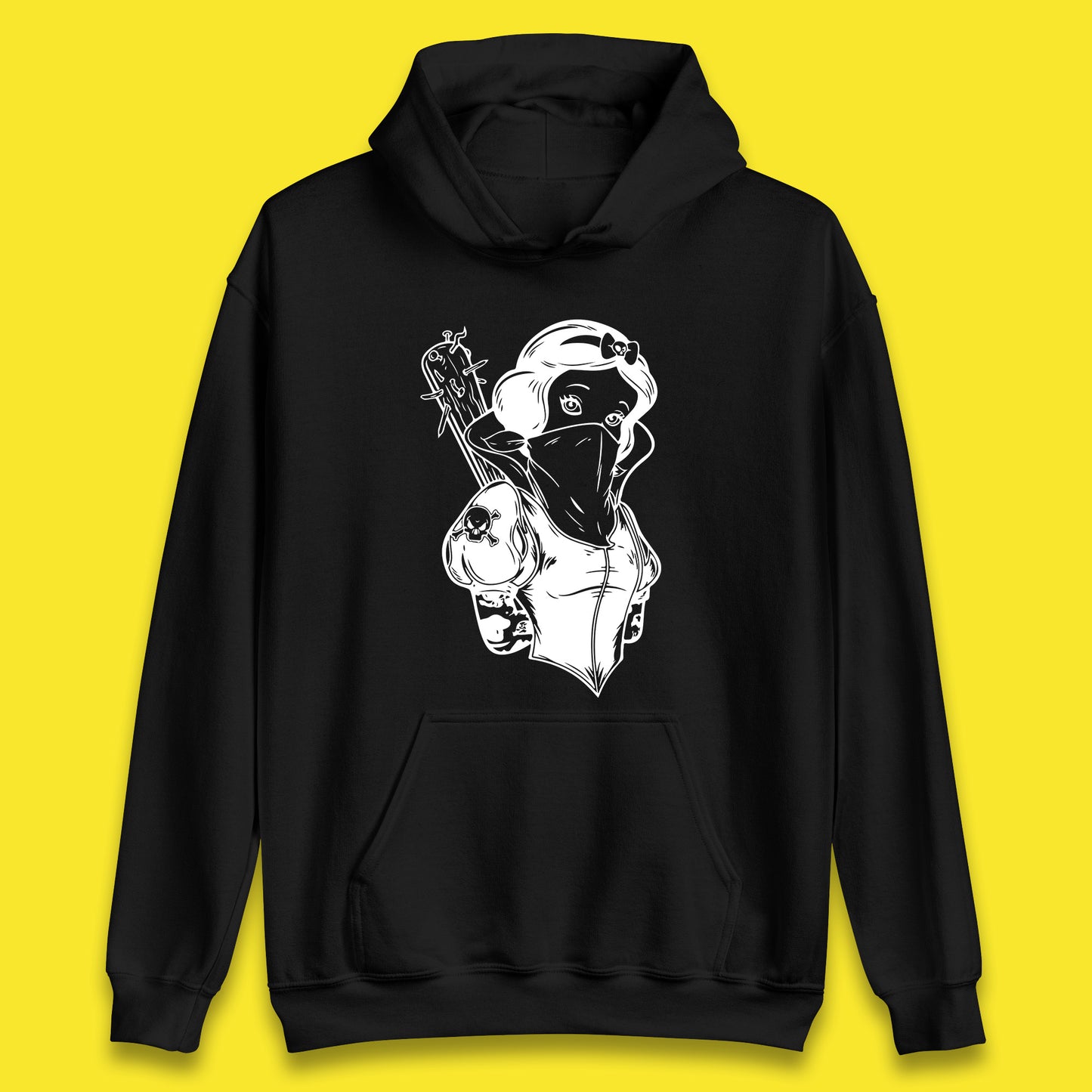 Not So Snow White Twisted Rock Parody Disney Princess Gangster Skull Tattoo Punk Princess Tattooed Emo Alice In A Jack Unisex Hoodie