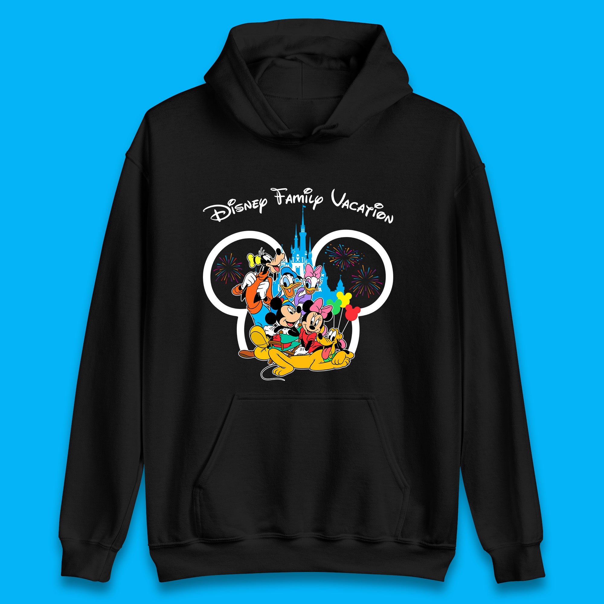 Walt Disney Mickey And Friends Trip To Disney World Mickey Mouse Minnie Mouse Pluto Donald Daisy Duck Goofy Disney Club Disney Castle Unisex Hoodie