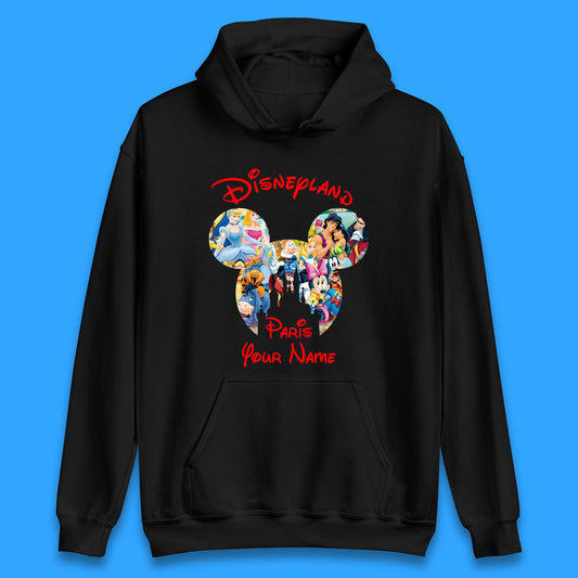 Personalised Disney Land Paris Mickey Minnie Mouse All Disney Characters Cartoons Magical Kingdom Disney Castle Disneyland Vacation Trip Unisex Hoodie