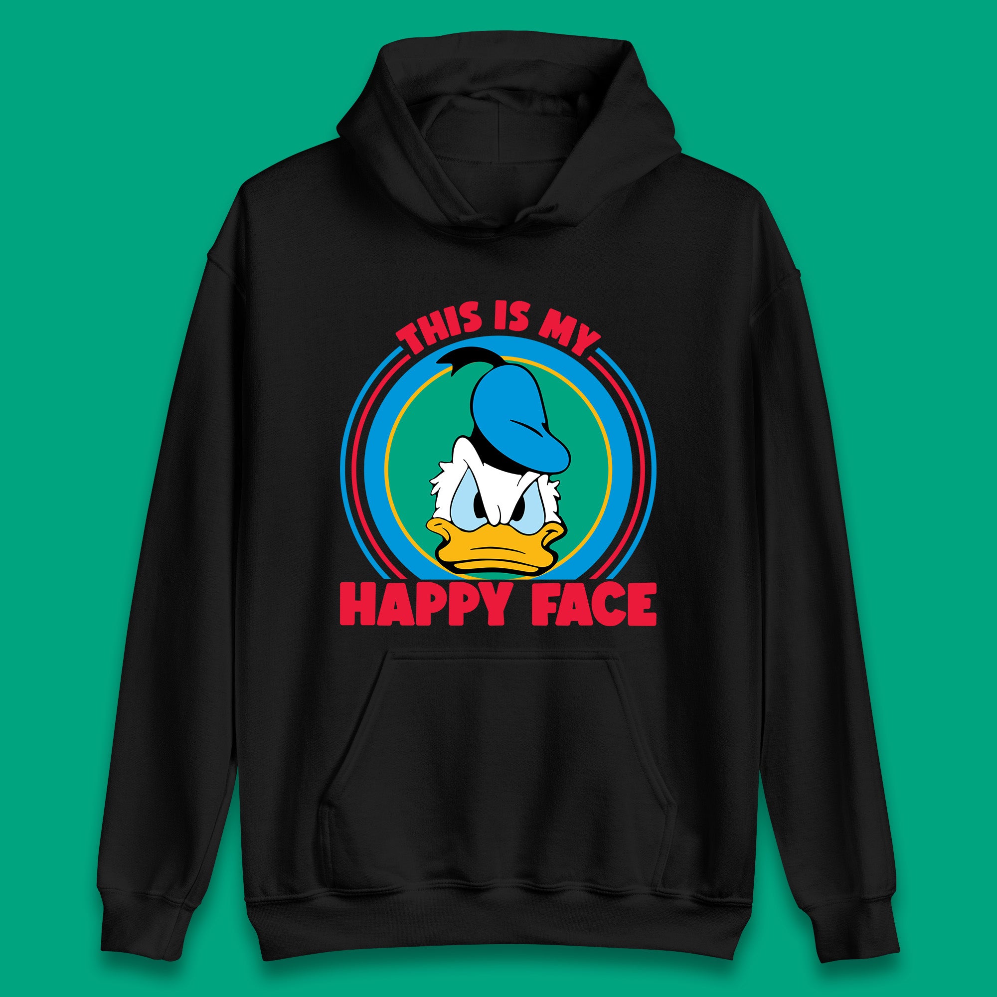 This Is My Happy Face Donald Duck Funny Animated Cartoon Character Angry Duck Disneyland Trip Disney Vacations Unisex Hoodie