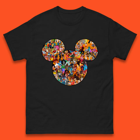 Disney Mickey Mouse Minnie Mouse Head All Disney Characters Together Disney Family Animated Cartoons Movies Characters Disney World Mens Tee Top