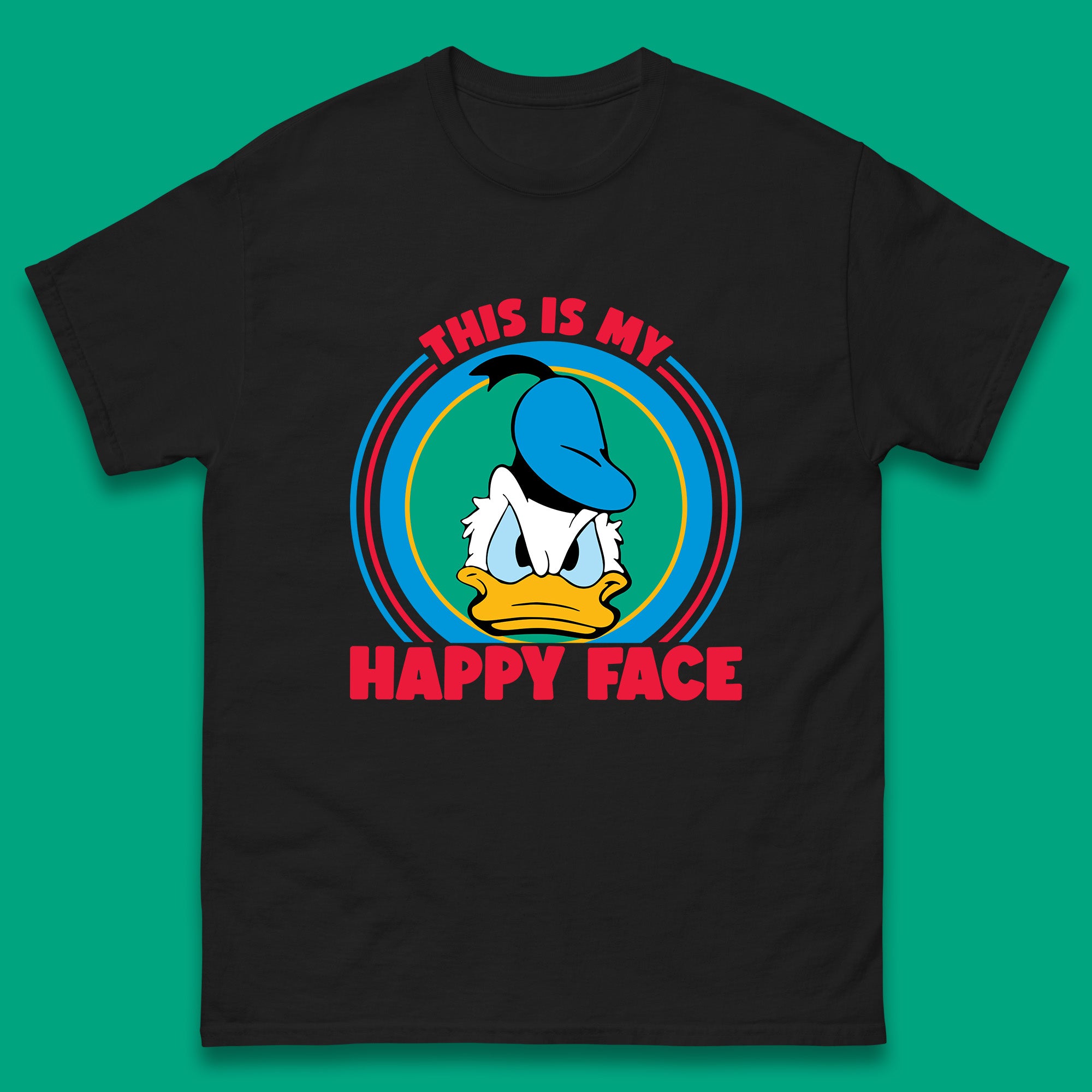 This Is My Happy Face Donald Duck Funny Animated Cartoon Character Angry Duck Disneyland Trip Disney Vacations Mens Tee Top