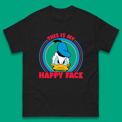 This Is My Happy Face Donald Duck Funny Animated Cartoon Character Angry Duck Disneyland Trip Disney Vacations Mens Tee Top