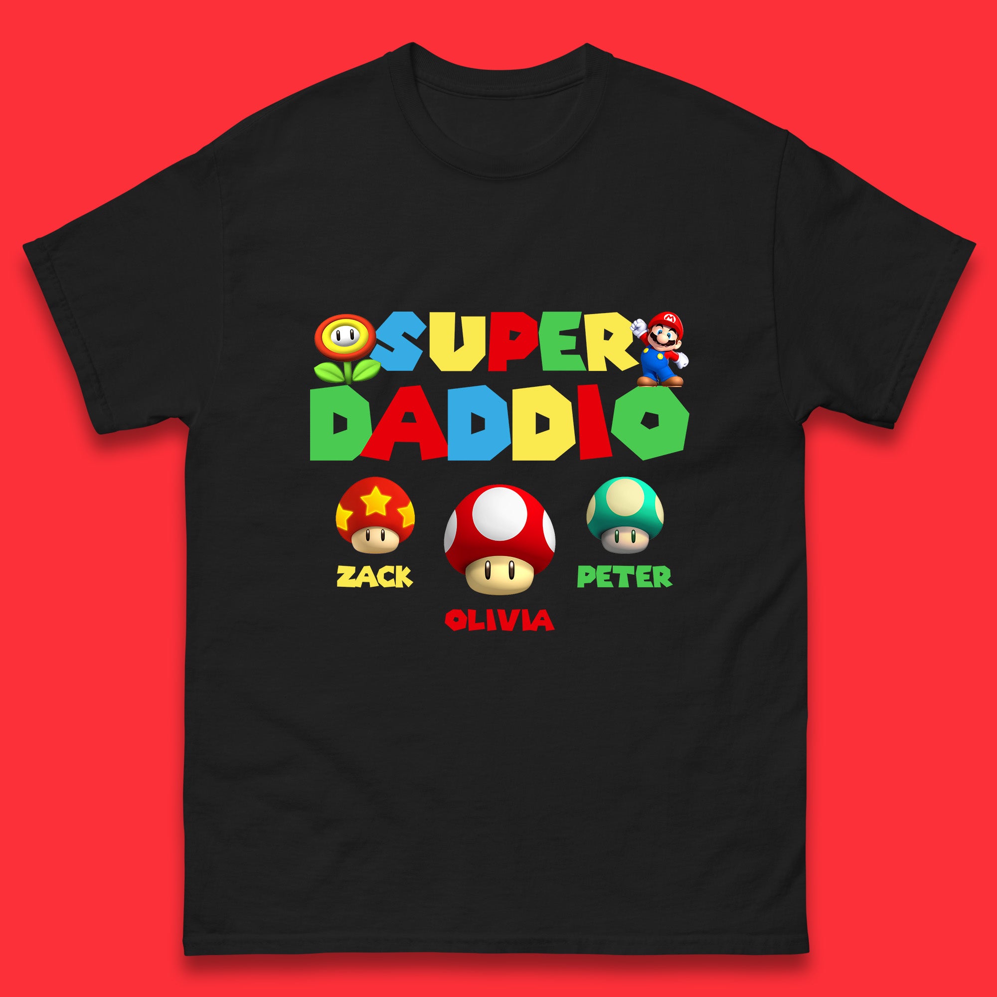 Personalised Super Daddio Super Mario Game Series Mario Bros Super Dad Father's Day Game Series Mens Tee Top