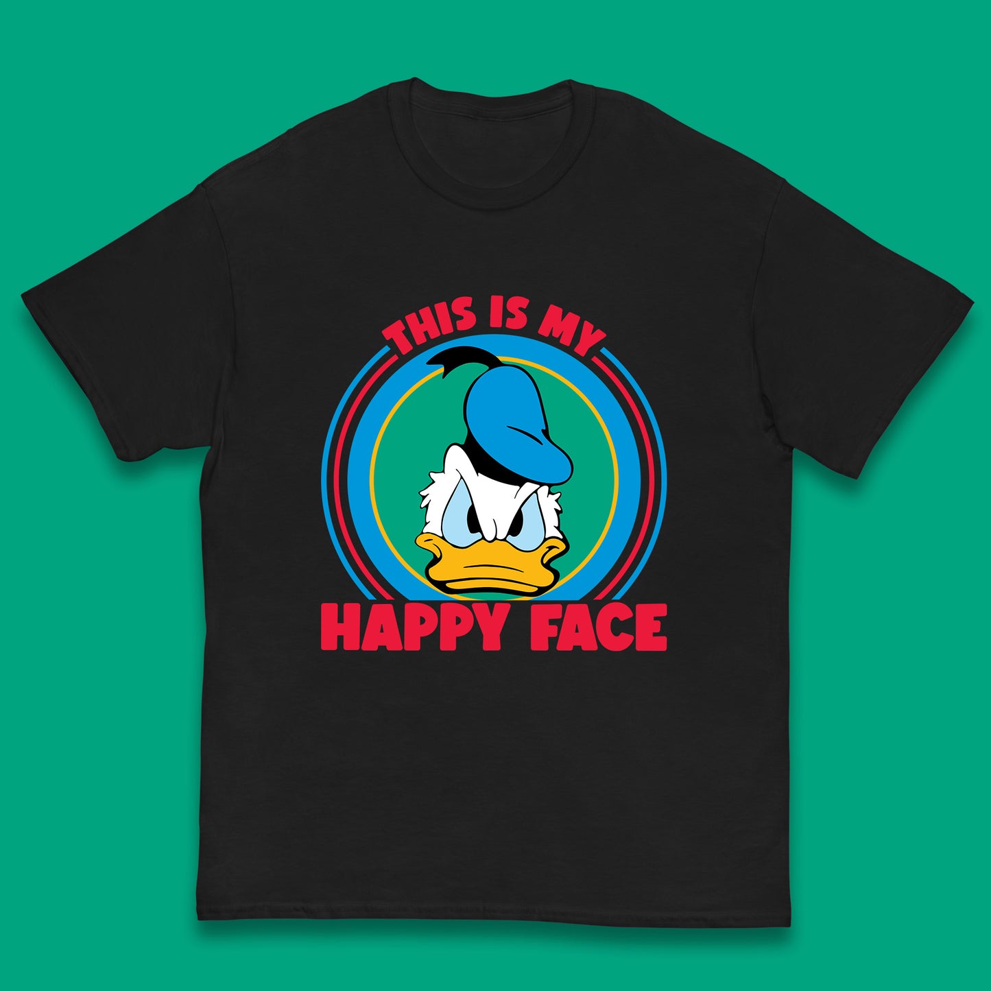 This Is My Happy Face Donald Duck Funny Animated Cartoon Character Angry Duck Disneyland Trip Disney Vacations Kids T Shirt