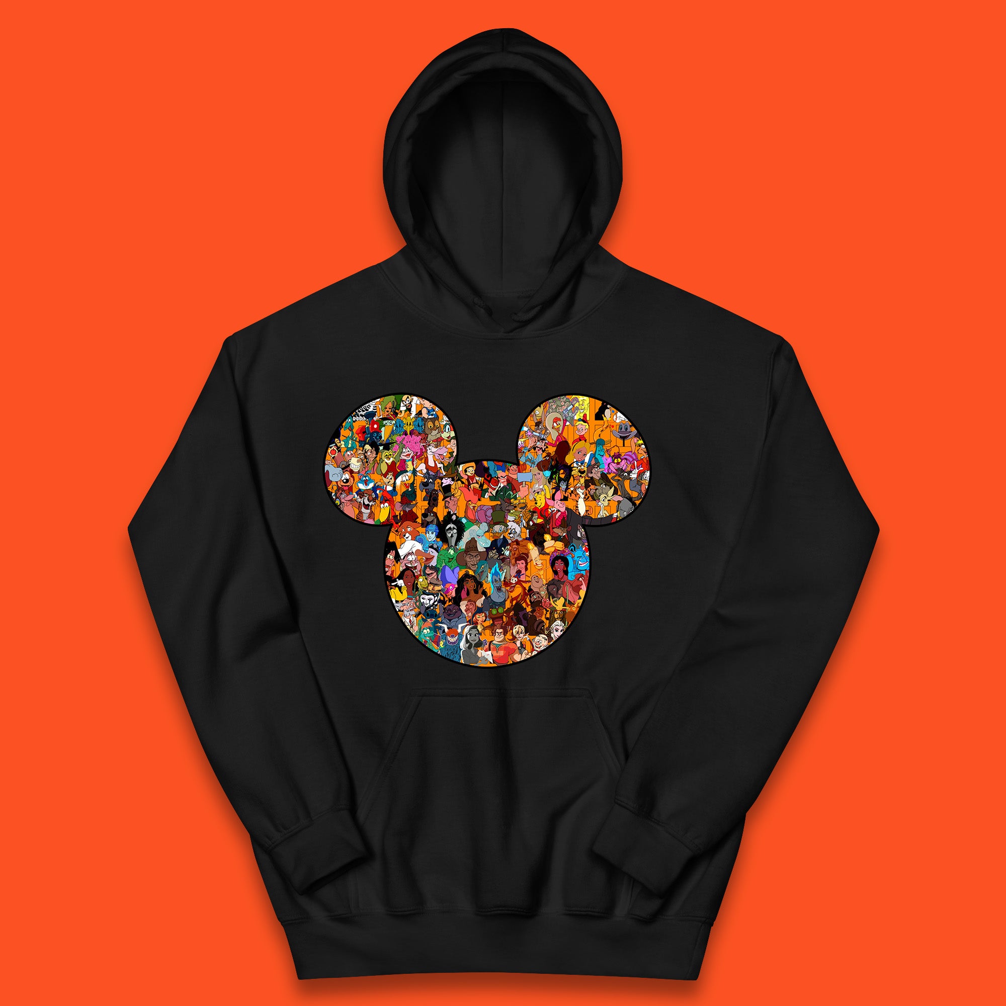 Disney Mickey Mouse Minnie Mouse Head All Disney Characters Together Disney Family Animated Cartoons Movies Characters Disney World Kids Hoodie