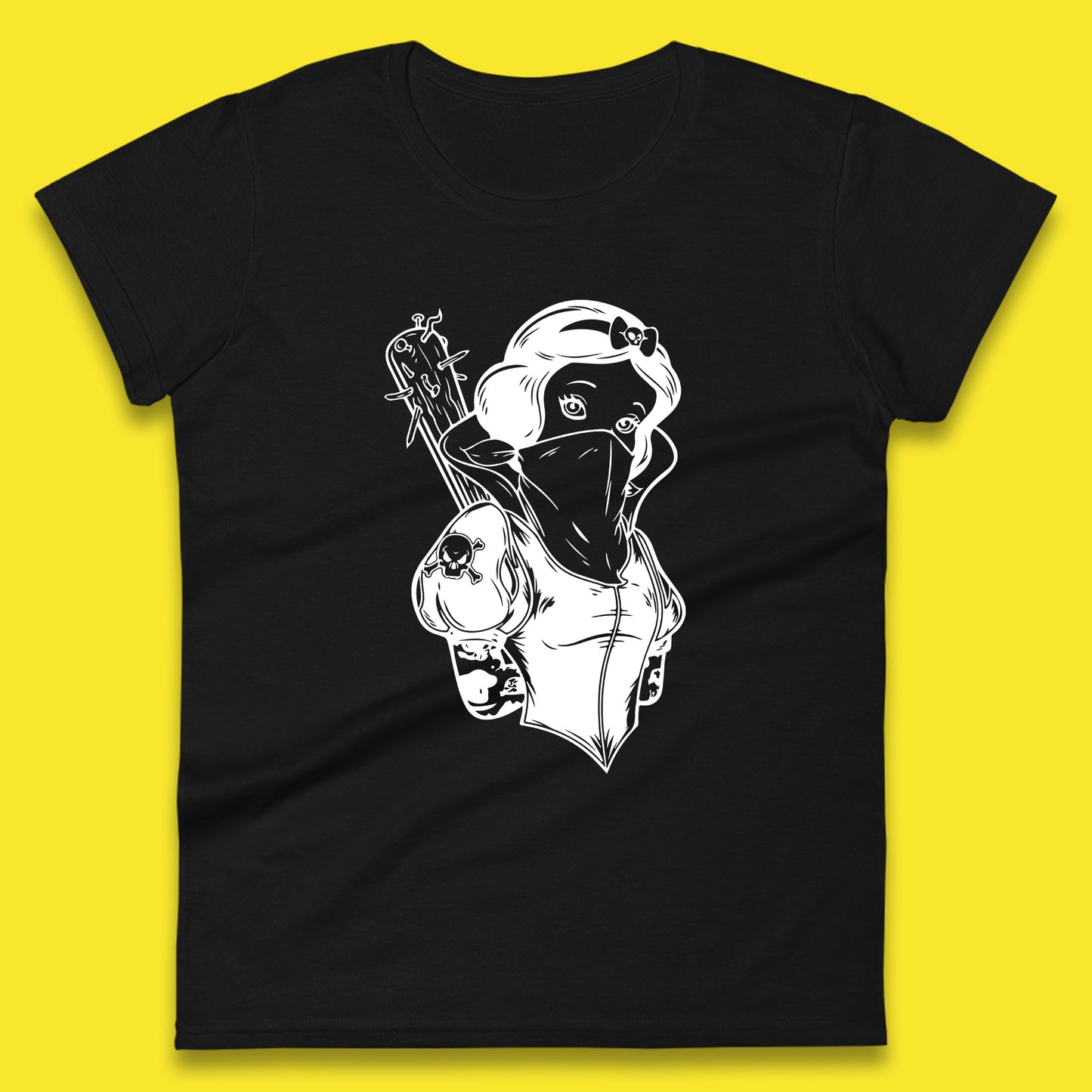 Not So Snow White Twisted Rock Parody Disney Princess Gangster Skull Tattoo Punk Princess Tattooed Emo Alice In A Jack Womens Tee Top