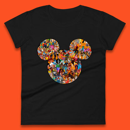 Disney Mickey Mouse Minnie Mouse Head All Disney Characters Together Disney Family Animated Cartoons Movies Characters Disney World Womens Tee Top