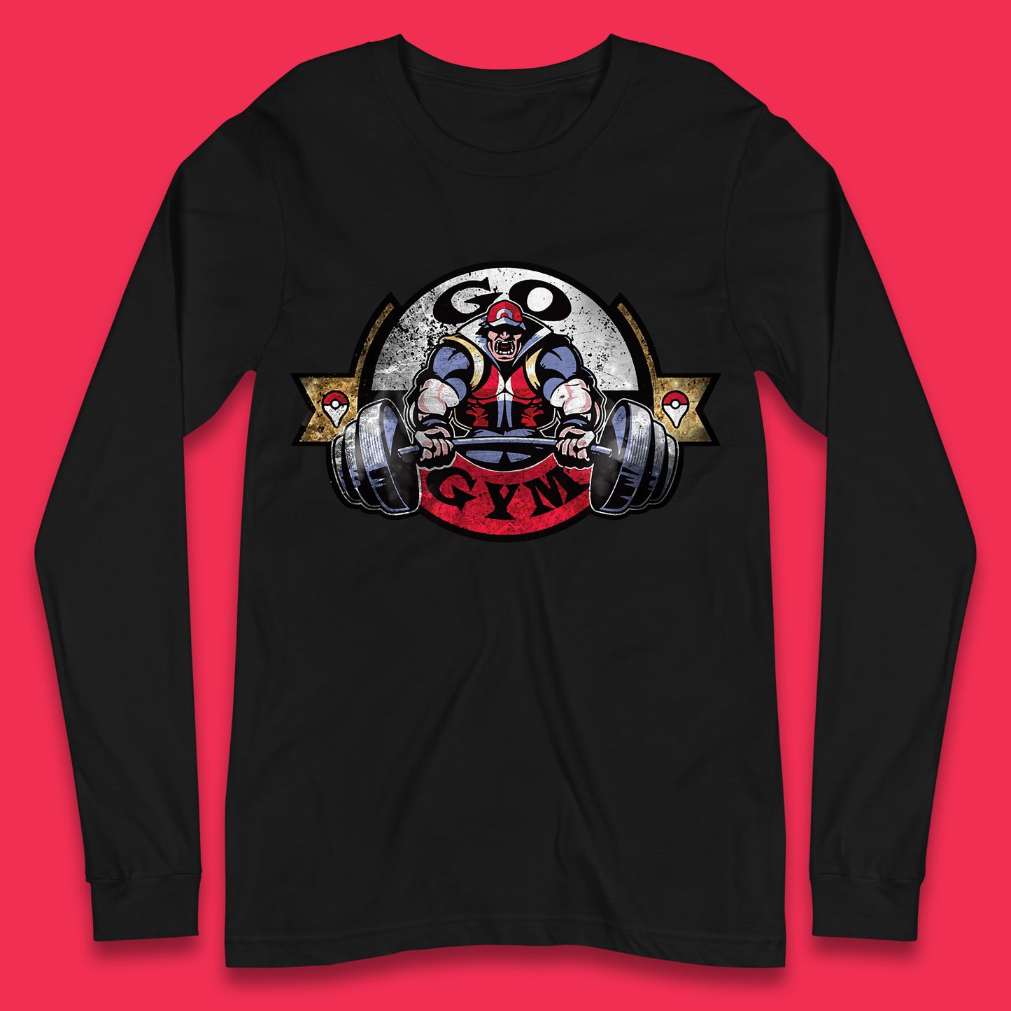 Pokémon Go Gym Funny Pokémon Gym Trainer Gamer Nerd Parody Gym Training Bodybuilding Workout Long Sleeve T Shirt