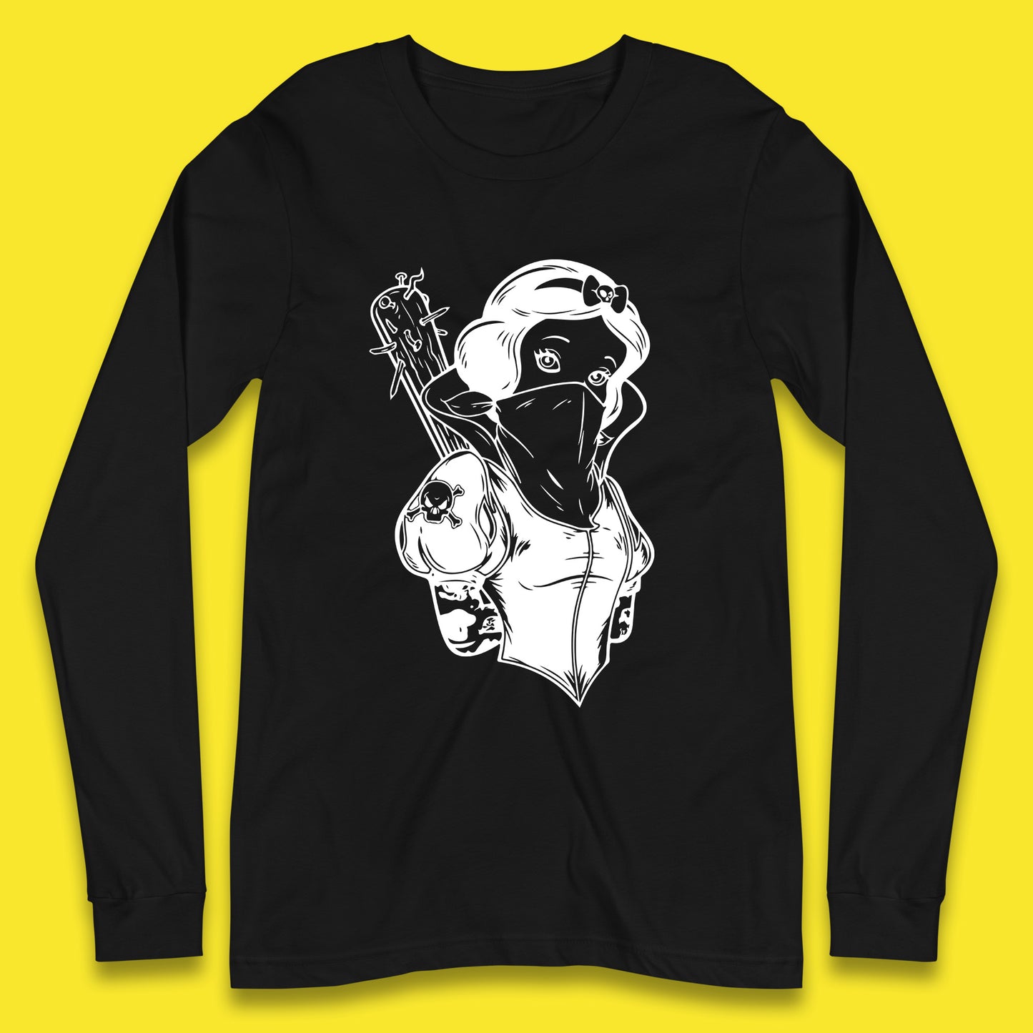 Not So Snow White Twisted Rock Parody Disney Princess Gangster Skull Tattoo Punk Princess Tattooed Emo Alice In A Jack Long Sleeve T Shirt