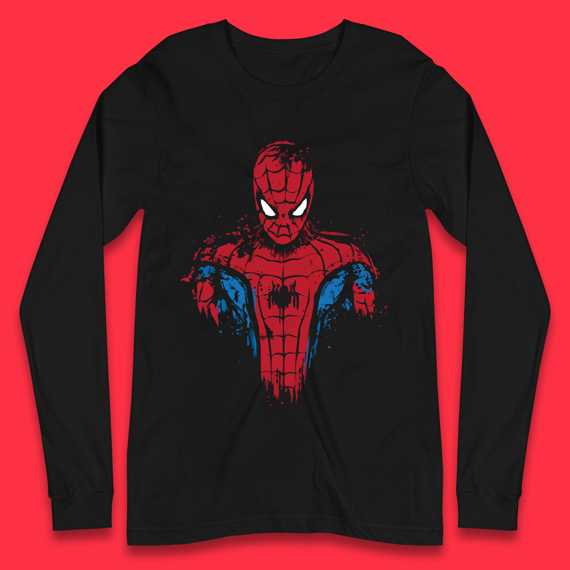 Spider-Man Distressed Portrait Marvel Comics Character Superhero Marvel Avengers Spiderman  Long Sleeve T Shirt