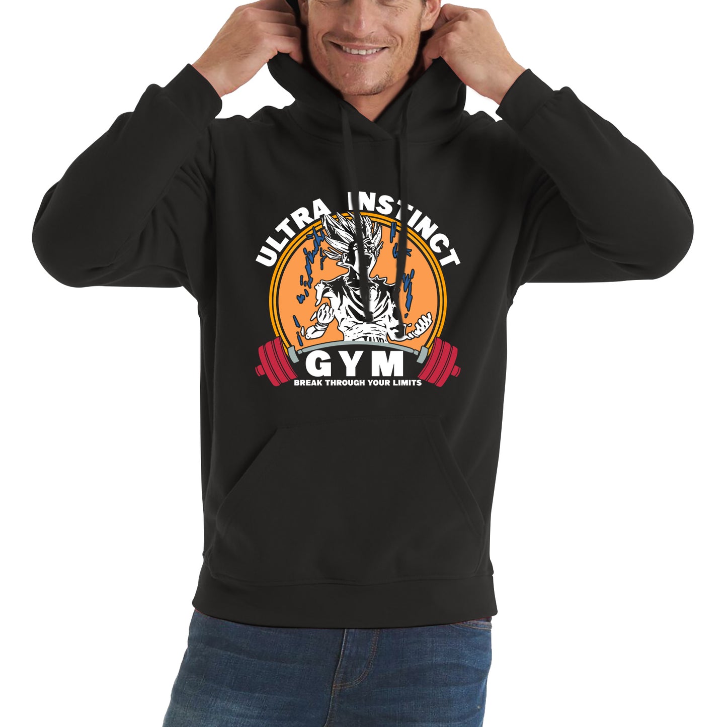 Ultra Instinct Gym Break Through Your Limits Dragon Ball Z Super Saiyan Goku Gym Training Bodybuilding Workout Unisex Hoodie