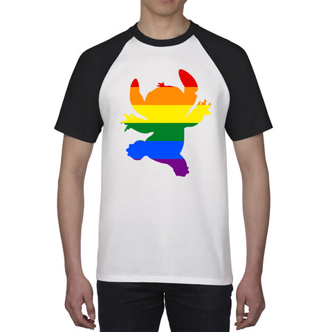 Disney Ohana Stitch Pride LGBT Lilo & Stitch Comedy Cartoon Pride Month LGBTQ+ Rainbow Colours Baseball T Shirt