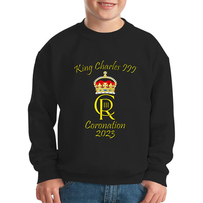 King Charles III Coronation 2023 Royal Crown Royal Cypher God Save The King Union Jack Kids Jumper