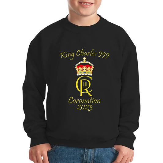 King Charles III Coronation 2023 Royal Crown Royal Cypher God Save The King Union Jack Kids Jumper