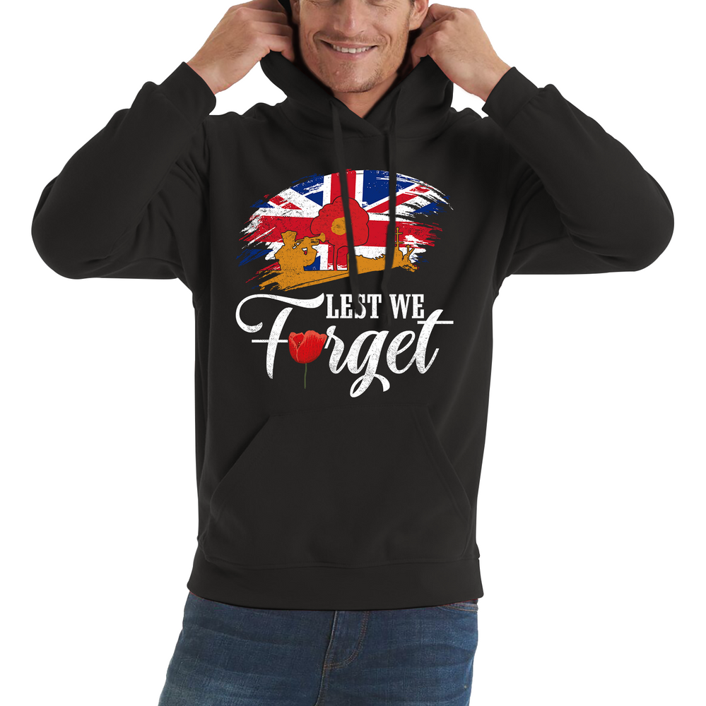 Poppy Lest We Forget Anzac Day British Veterans Armed Forces Remembrance Day Unisex Hoodie