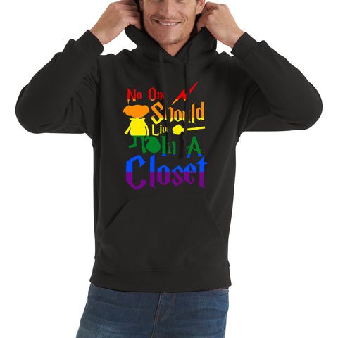 No One Should Live In A Closet Harry Potter LGBT Gay Pride Vintage Unisex Hoodie