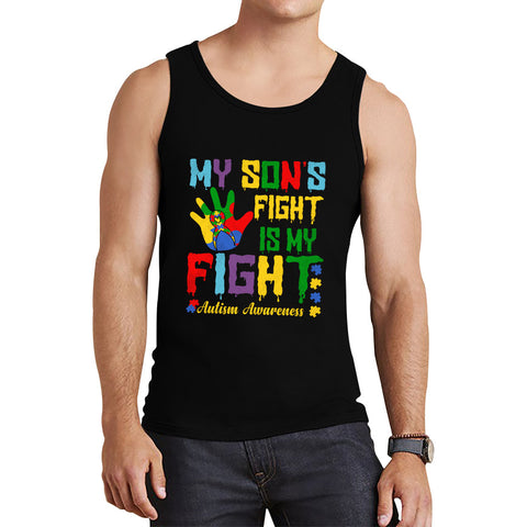 My Son's Fight Is My Fight Autism Awareness Acceptance Support, Never Alone Autism Month Tank Top