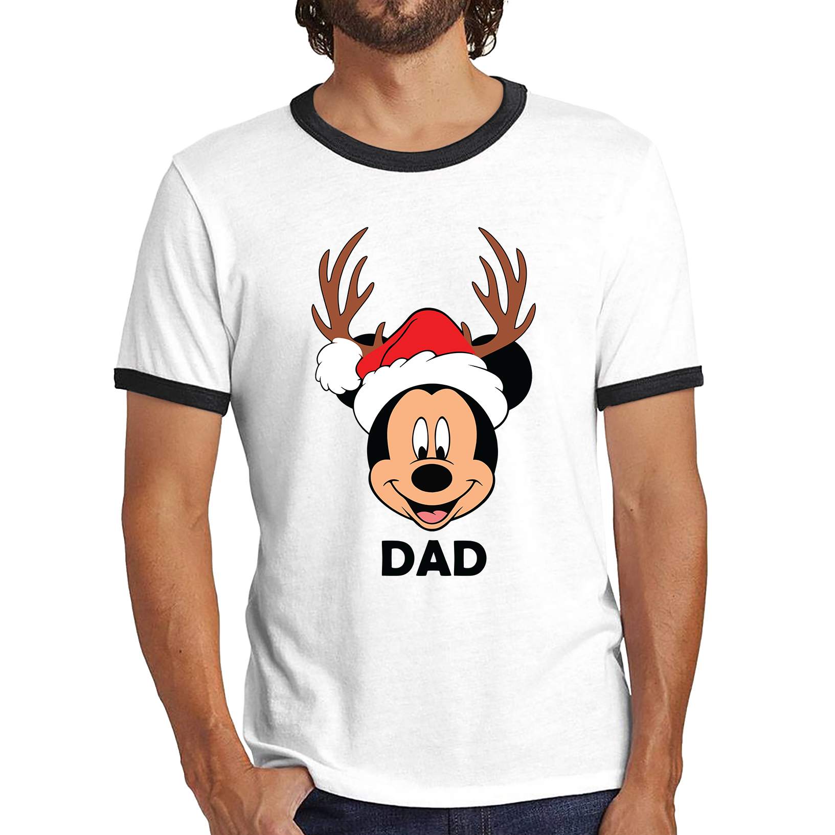 mickey mouse dad christmas ringer t shirt