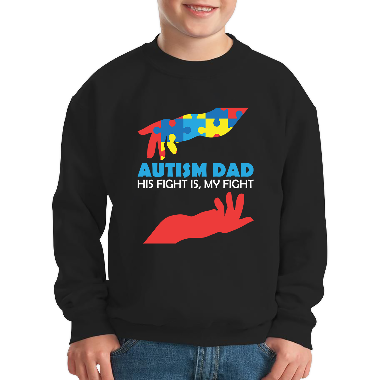 Autism Dad His Fight Is My Fight Autism Awareness Kids Jumper