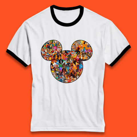 Disney Mickey Mouse Minnie Mouse Head All Disney Characters Together Disney Family Animated Cartoons Movies Characters Disney World Ringer T Shirt