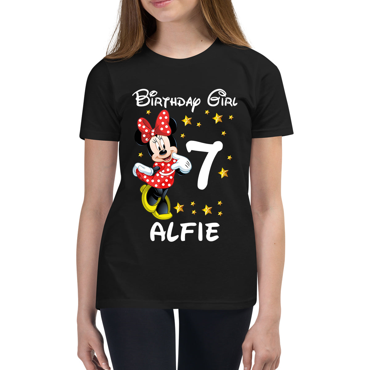 Personalised Happy Birthday Your Name Disney Minnie Mouse Cute Cartoon Character Birthday Party Costume Kids T Shirt