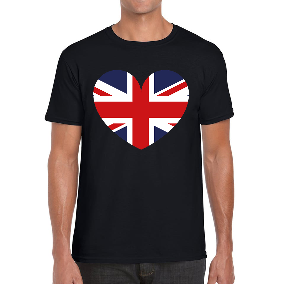 Uk Flag Heart Shape Battle Of Boyne's Queen Platinum Jubilee British Royal Mens Tee Top