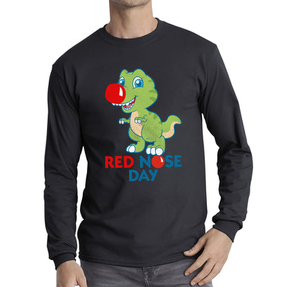 Red Nose Day T-rex Trex Lover's Gift Dynosaurs Dino Red Nose Day 2023 Long Sleeve T Shirt