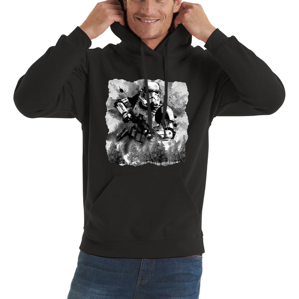 Hunter In The Forest Death Star Vintage Poster Graphic Movie Series Unisex Hoodie