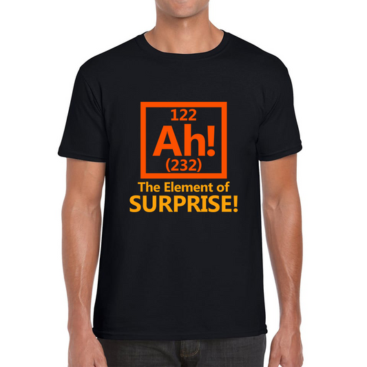Ah The Element Of Surprise Funny Novelty Scientist Periodic Table Joke Mens Tee Top
