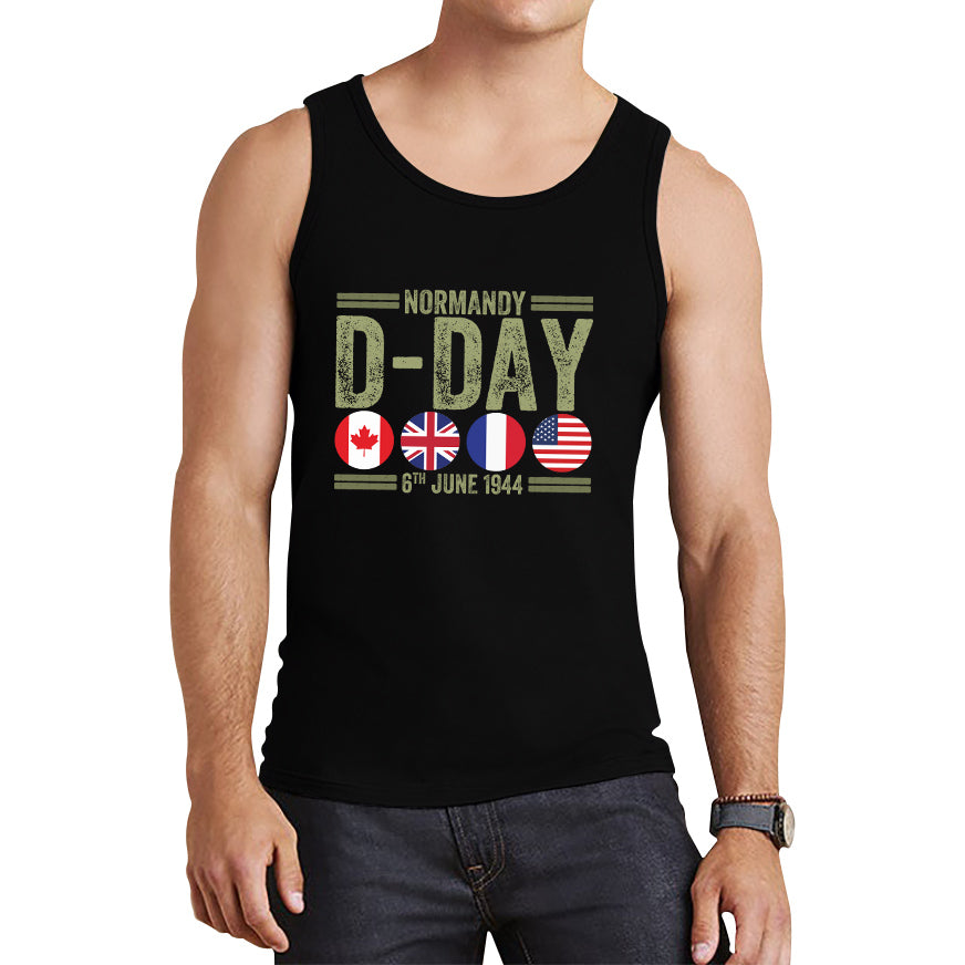 Normandy D-Day 6th June 1944 Normandy Landings World War II British Canadian Airborne Military Seaborne Invasion UK Army Veteran Patriotic Tank Top