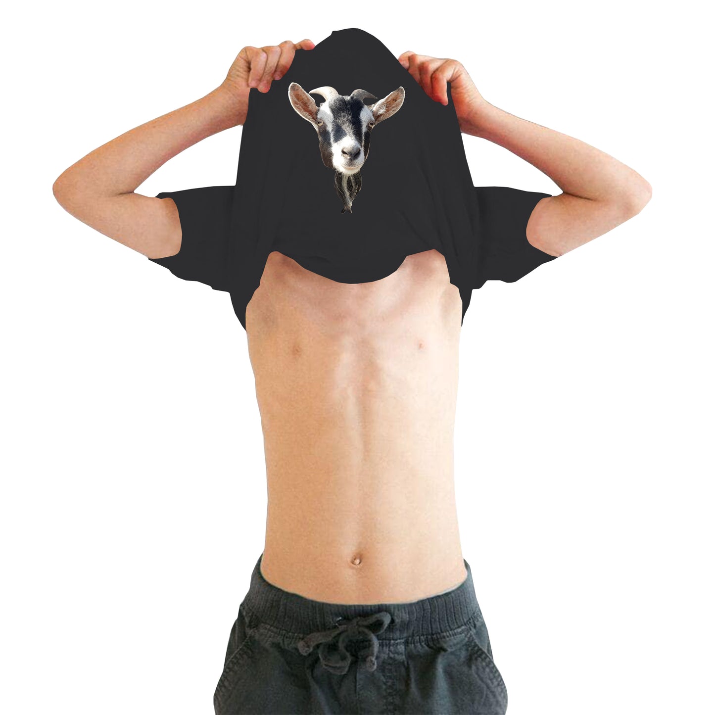 Ask Me About My Goat Disguise Goat Flip Top Funny Goat Meme Surprise Birthday Prank Gift Kids T Shirt