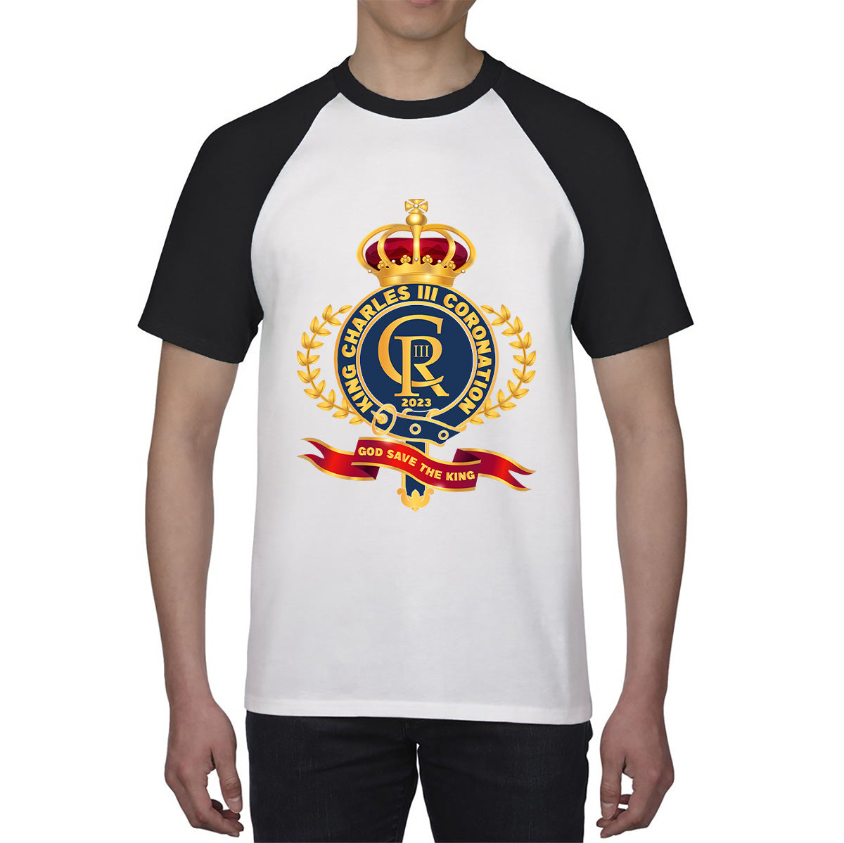 King Charles III Coronation 2023 CR III God Save The King Royal Crown United Kingdom Ruling Monarch Baseball T Shirt