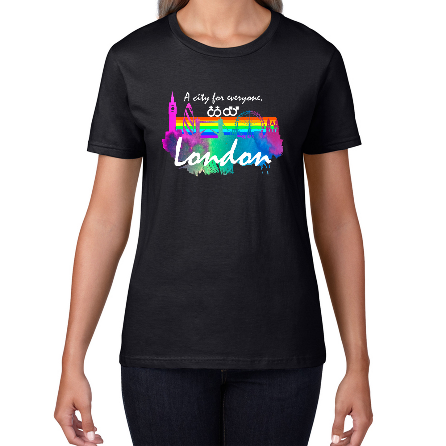 London A City For Everyone LGBT Gay Pride Lesbians Pride Colour Gift Womens Tee Top