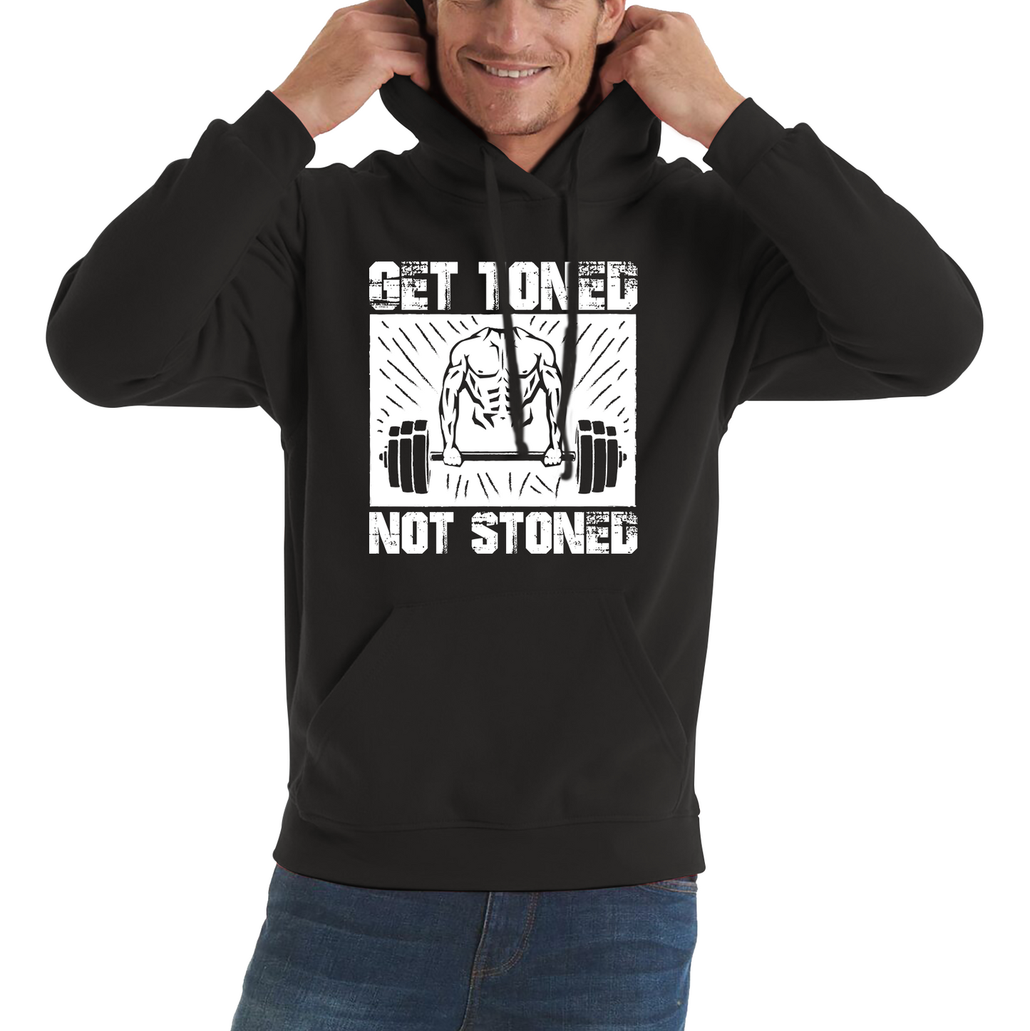Get Toned Not Stoned Workout Muscles Fitness Motivational Gym Unisex Hoodie