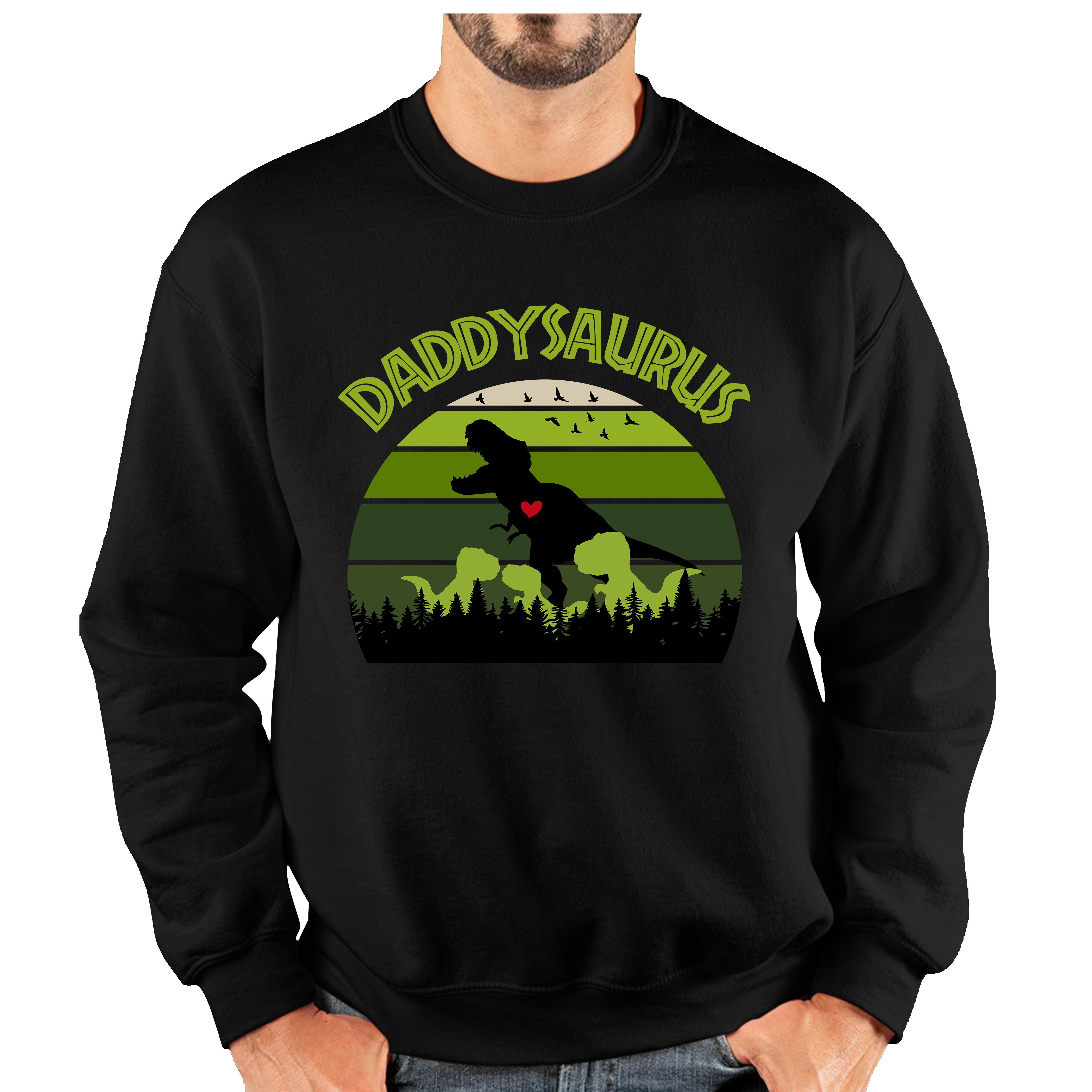 Daddy Saurus Funny T-Rex Fathers Day Vintage Dinosaur Dino World Animal Unisex Sweatshirt