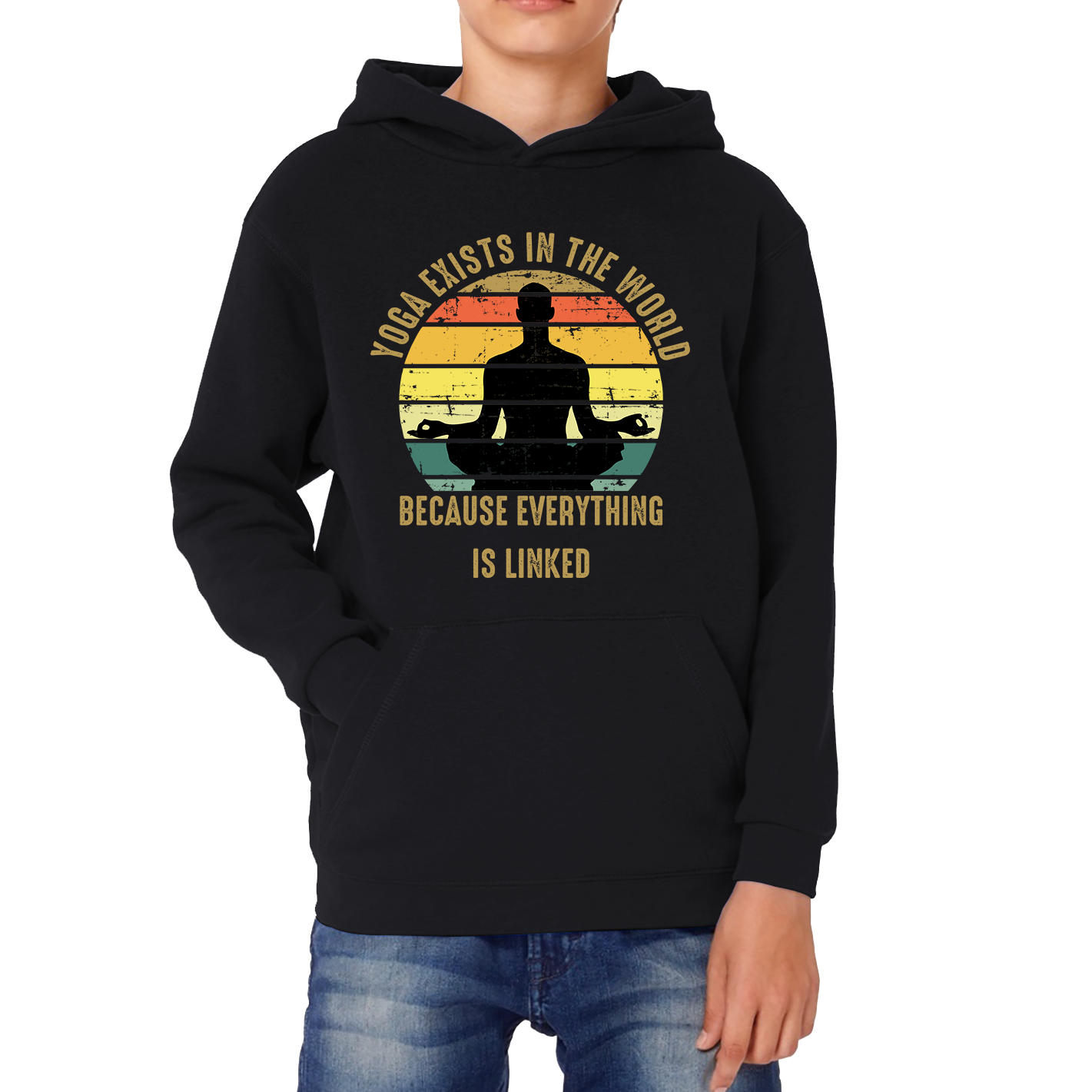 Yoga Exist In The World Because Everything Is Linked Vintage Exercise Lovers Kids Hoodie