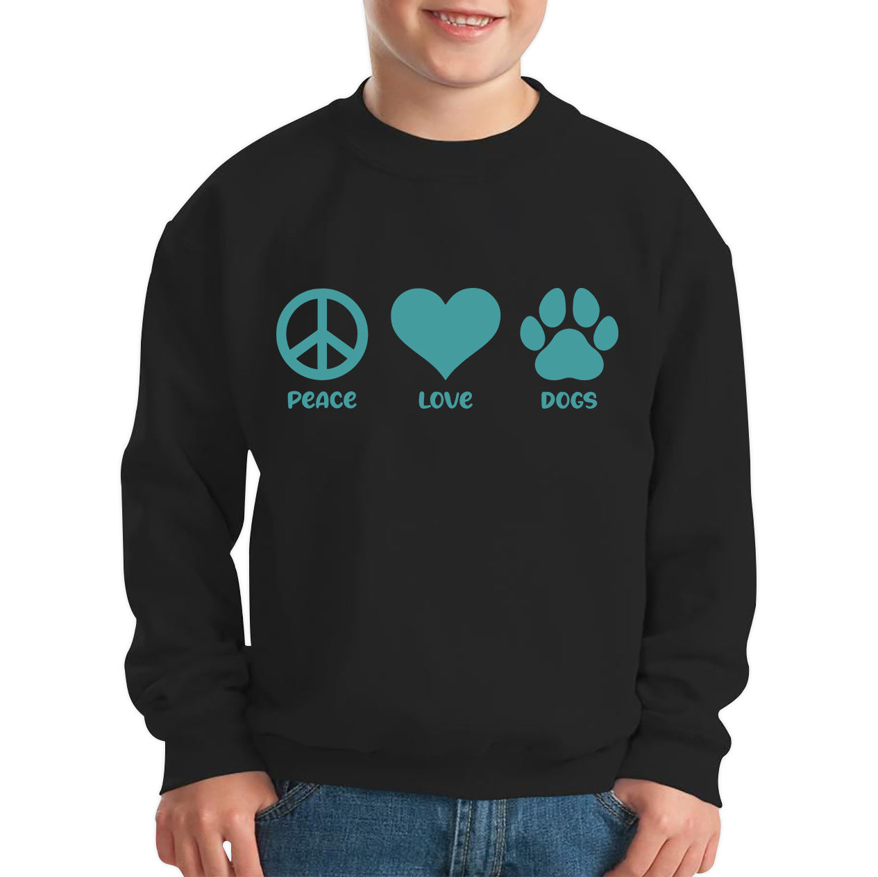 Peace Love Dogs Dog Paws Funny Dog Lovers Animal Pet Peace Logo Kids Jumper
