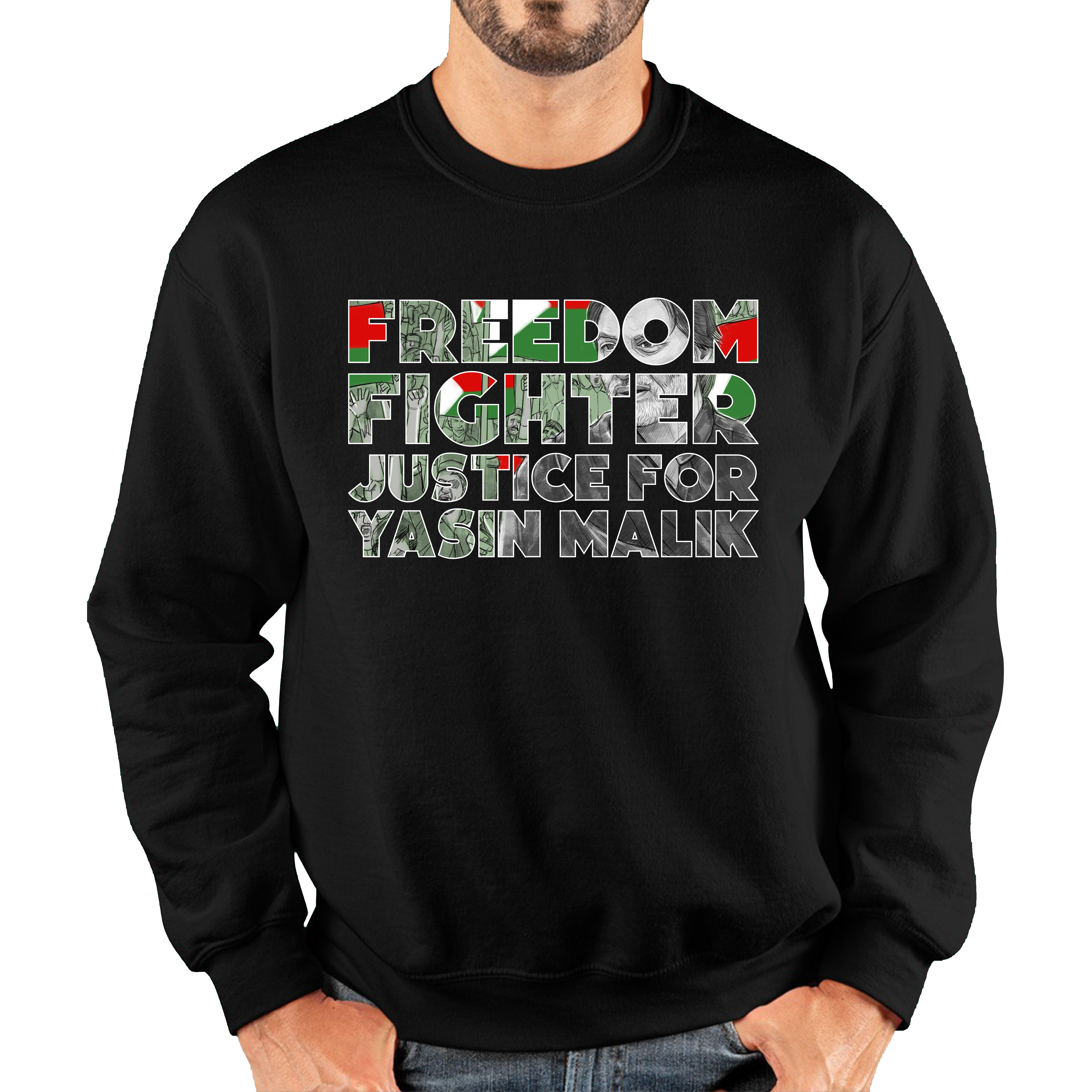 Freedom Fighter Justice For Yasin Malik Proud And Brave Leader Stand With Kashmir And Yasin Malik Unisex Sweatshirt