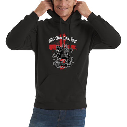St George's Day Coat Of Arms Of Moscow Heraldic Horseman With A Spear In His Hand Slaying A Zilant Saint George And The Dragon England Flag Unisex Hoodie