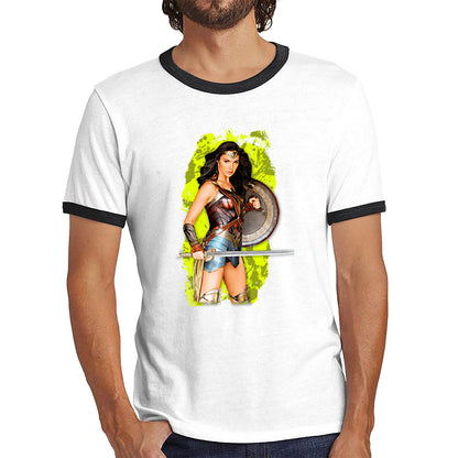 Gal Gadot Wonder Woman Shield Comic Book Character Wonder Girl Superhero Ringer T Shirt