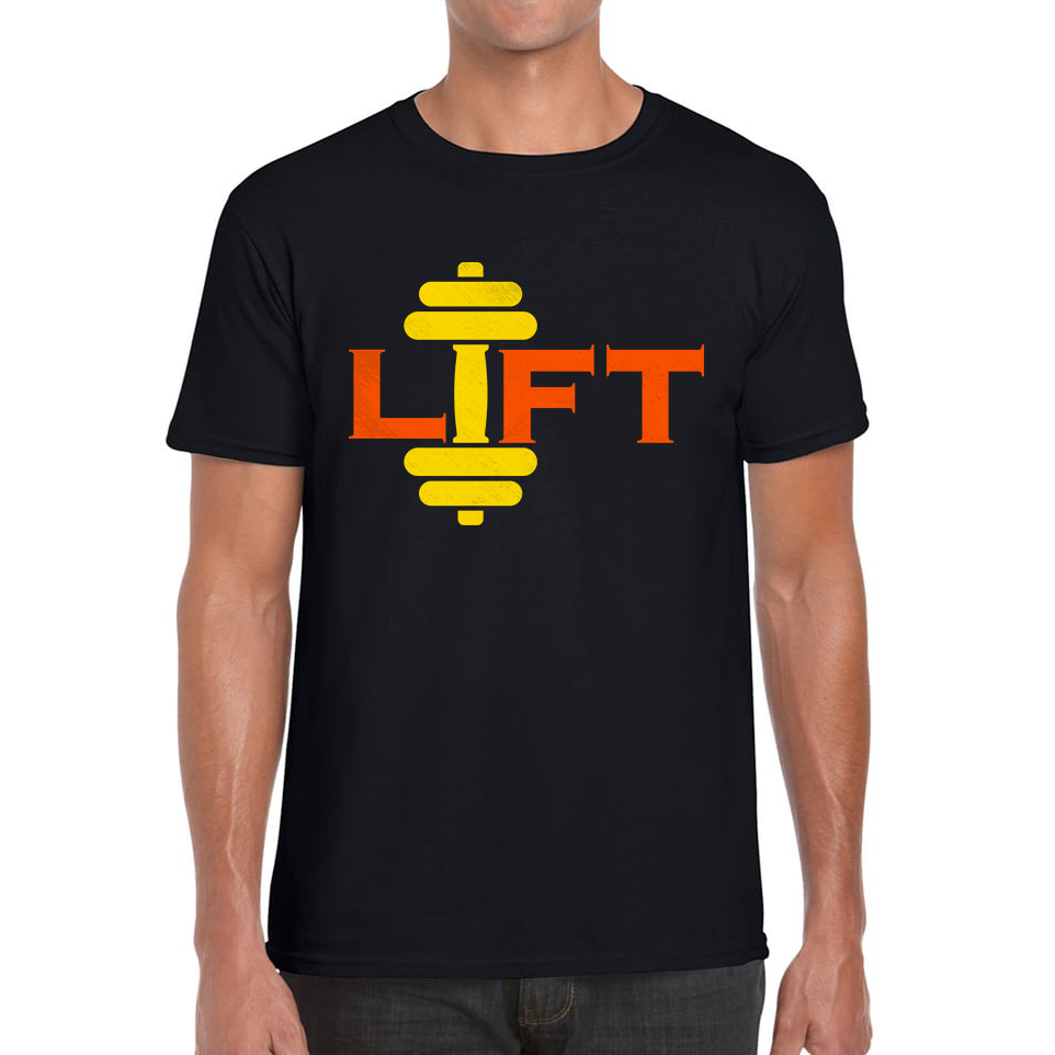 Lift Gym Training Workout Exercise Weight Lifting Dumbells Fitness Bodybuilding Mens Tee Top
