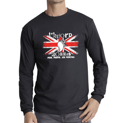 The Oxford Commas Push, Proper and Punktual Funny Grammar UK Flag Long Sleeve T Shirt