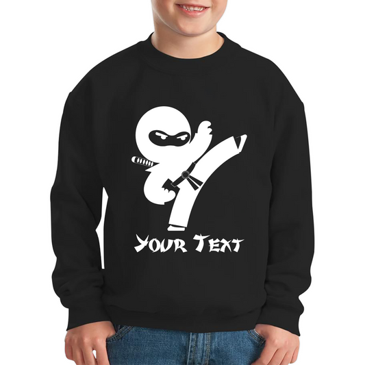 Personalised Ninja Your Name Retro Ninja Warrior Martial Arts Judo Karate Kids Jumper
