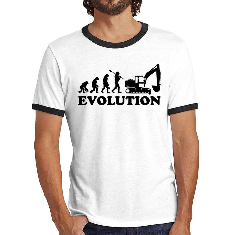 Evolution Of Excavator Operator Bulldozer Construction Digger Excavator Ringer T Shirt