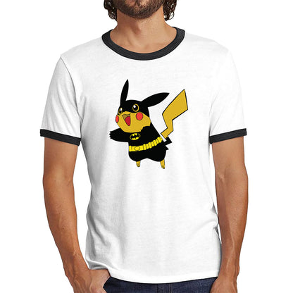 Pokémon Pikachu Batman Dc Comics Pikachu X Batman Mashup Pika-Bat Parody Ringer T Shirt