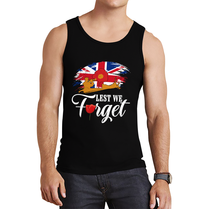 Poppy Flowers Lest We Forget Anzac Day British Veterans Tank Top