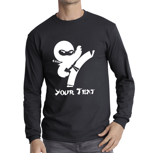 Personalised Ninja Your Name Retro Ninja Warrior Martial Arts Judo Karate Long Sleeve T Shirt